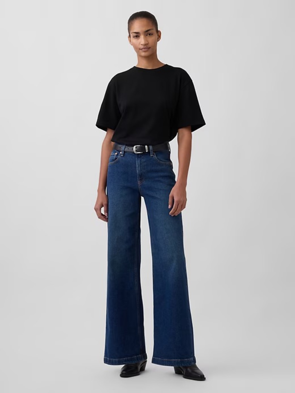 GAP High Rise Stride Wide-Leg Jeans Dark Wash Size 30/10